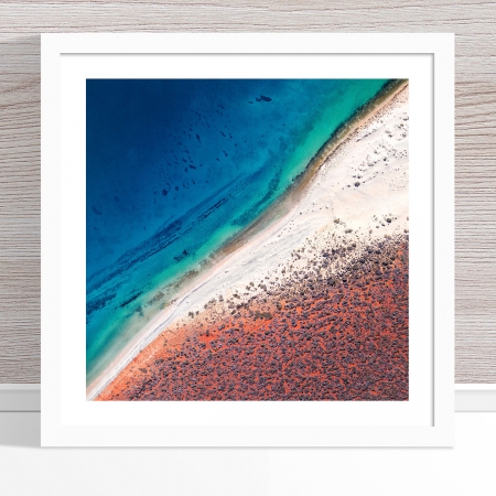 Chris Saunders - 'Aerial Coast 001' White Frame