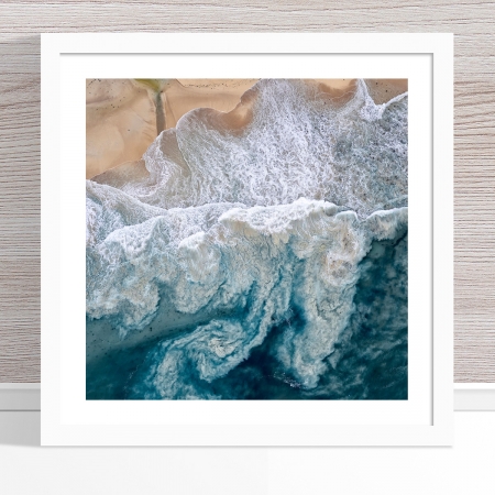 Chris Saunders - 'Aerial Coast 010' White Frame
