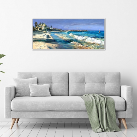 Greg Baker - 'Winter Beach, Cottesloe' Framed, in a room