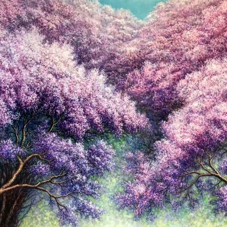Alex Mo - 'Blossoming Jacaranda Flowers'